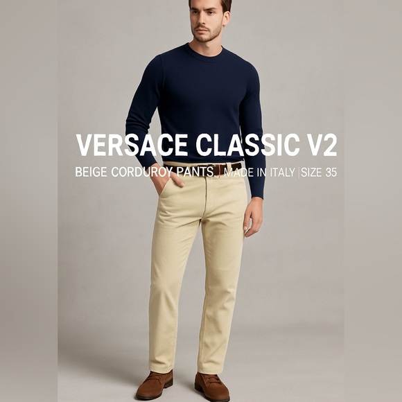 Versace Classic V2 Beige Corduroy Pants | Made in Italy | Size 36 - Picture 1 of 9